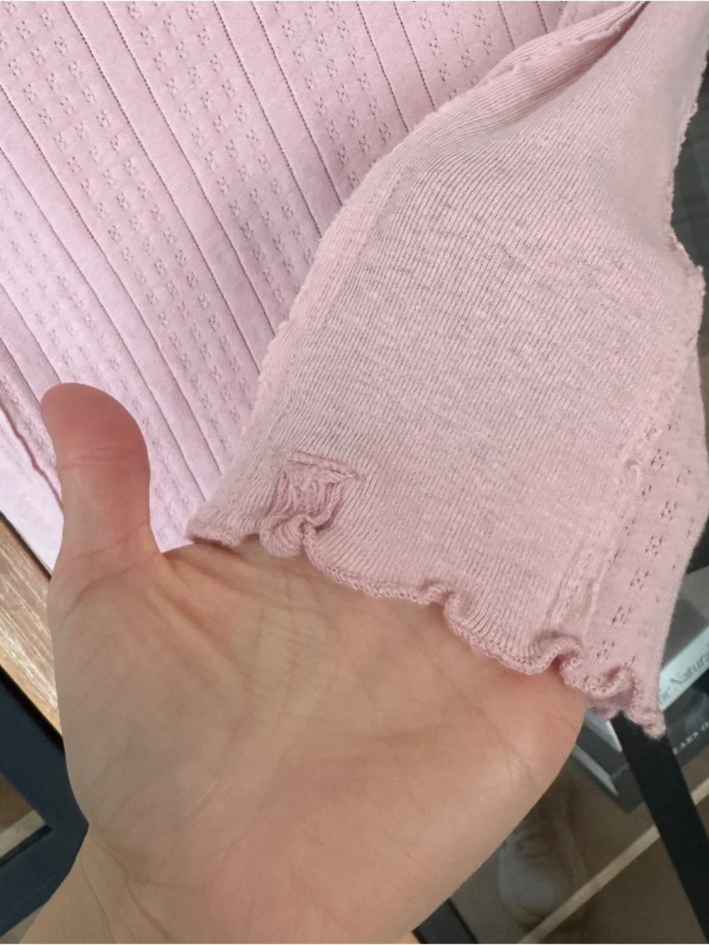 We The Free pointelle Sweet and Salty tee blush lettuce hem short sleeve